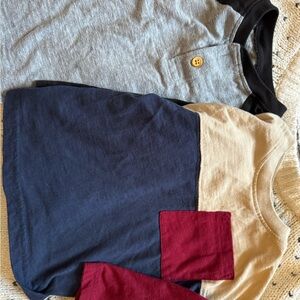 Bundle (2) Jumping Beans Color Block Tees - Gray & Black + Navy, tan and Red